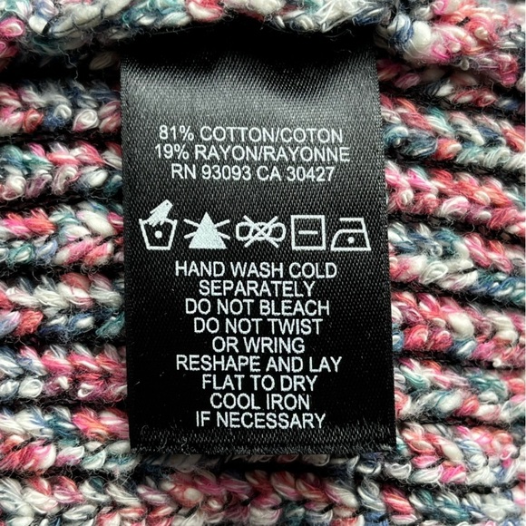 Nic+Zoe | Gray Pink Oversized Mock Neck Long Sleeve Cotton Blend Sweater, XS - Picture 6 of 6